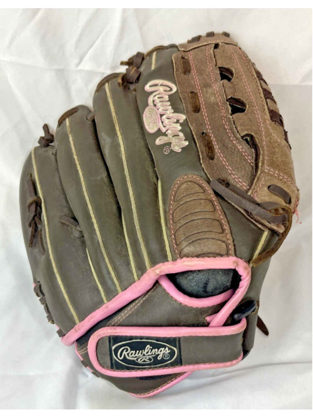 Rawlings WFP120 Fastpitch Softball Glove 12" RHT Brown Leather Palm, Pink Trim
